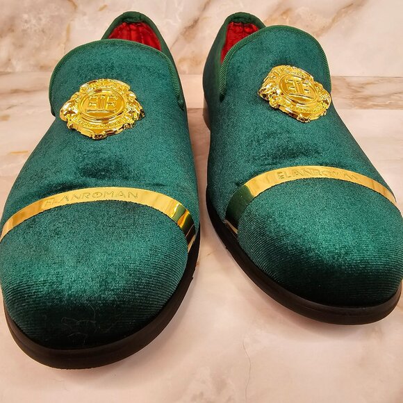 ELANROMAN Men’s Green Velvet Loafers, size 12 (EU 46) - Picture 6 of 10